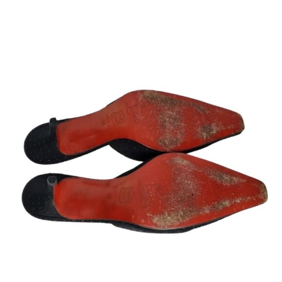 Christian Louboutin Satin Patterned Heeled Mules - Picture 6 of 8